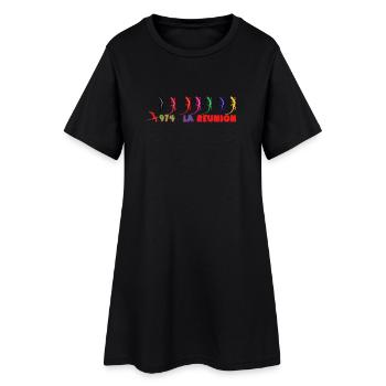 Geckos Arc ciel 974 Réunion - Robe T-shirt Femme - noir - Devant