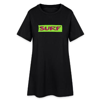 SURF. POISSON. PLAGE. MER. OCEAN. HUMOUR. VACANCES - Robe T-shirt Femme - noir - Devant