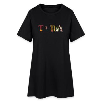 TYRA Nom Orné de Fleurs - Robe T-shirt Femme - noir - Devant