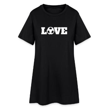 LOVE Fußball | Love Soccer - Frauen T-Shirt-Kleid - Schwarz - Vorne