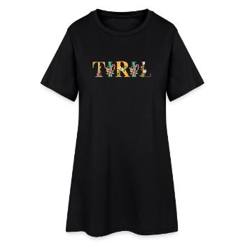 TIRIL Name mit Blumen geschmückt - Frauen T-Shirt-Kleid - Schwarz - Vorne