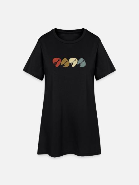 Lecteur de médiator de guitare rétro vintage - Robe T-shirt Femme - noir