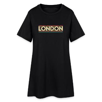 LONDON Néon Rétro sur Bandes Colorées - Robe T-shirt Femme - noir - Devant