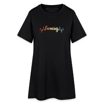 Landwirt Herzschlag - Frauen T-Shirt-Kleid - Schwarz - Vorne