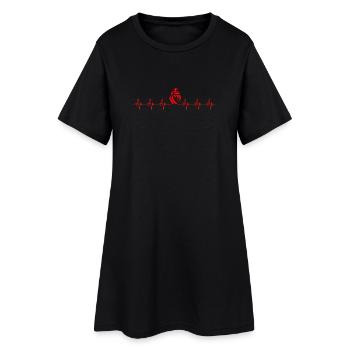 vendee coeur rythme cardiaque attachement - Robe T-shirt Femme - noir - Devant