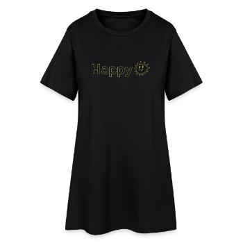 Happy - Frauen T-Shirt-Kleid - Schwarz - Vorne