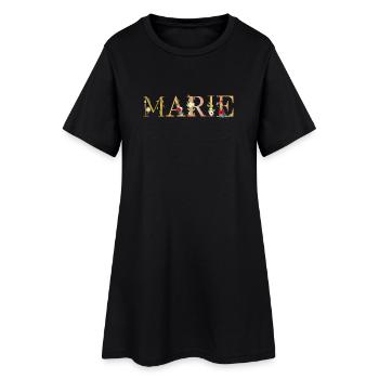 Le prénom de MARIE est décoré de fleurs - Robe T-shirt Femme - noir - Devant