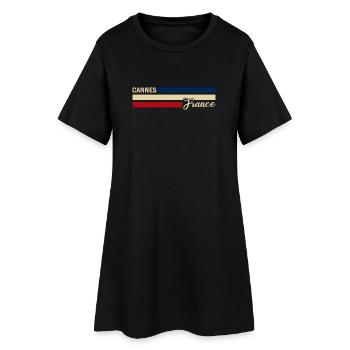 France - Cannes - France - Drapeau - Rayures - Robe T-shirt Femme - noir - Devant