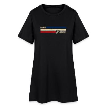 France - Paris - France - Drapeau - Bandes - Robe T-shirt Femme - noir - Devant