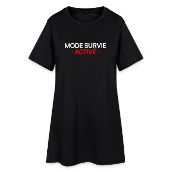 MODE SURVIE ACTIVÉ – Lundi humour travail - Robe T-shirt Femme - noir - Devant