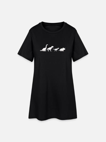 Dino silhouettes in retro style - Women’s T-Shirt Dress - black