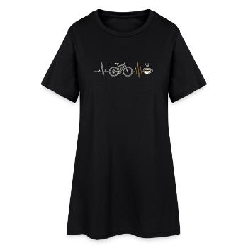 Vélo électrique, rythme cardiaque et café - Robe T-shirt Femme - noir - Devant