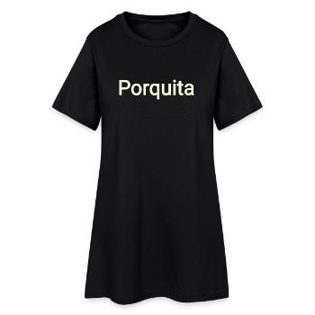 Porquita - Frauen T-Shirt-Kleid - Schwarz - Vorne