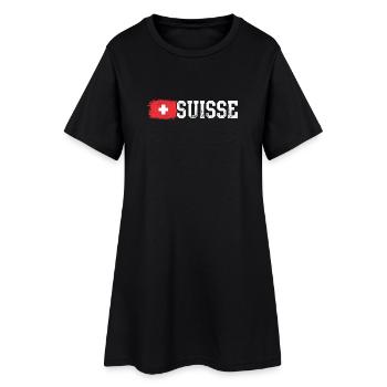 Swiss Flag Bold Suisse Emblem - Women’s T-Shirt Dress - black - Front
