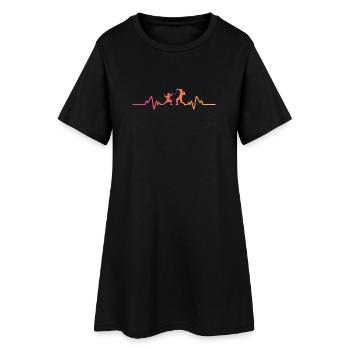 Sonnenuntergangs-Herzschlag-Fechten - Frauen T-Shirt-Kleid - Schwarz - Vorne