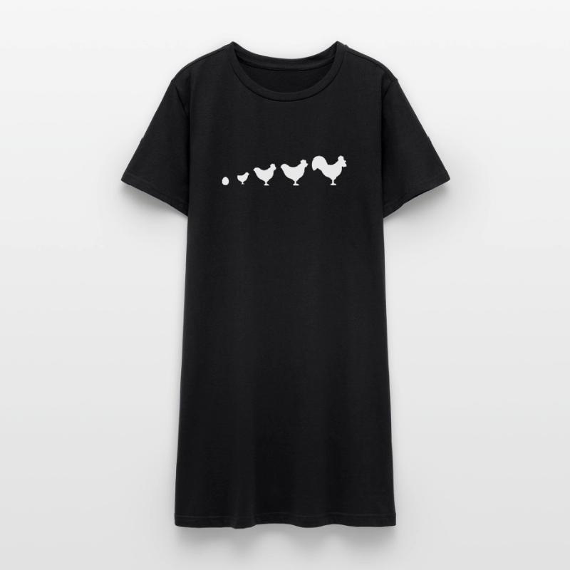 Evolution Farmer Chicken Rooster Funny Women’s T-Shirt Dress