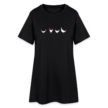 Lustige Hühner Illustration für Bauernhofkleidung - Frauen T-Shirt-Kleid - Schwarz - Vorne