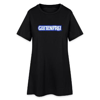 Glutenfrei Logo Blau Statement - Frauen T-Shirt-Kleid - Schwarz - Vorne