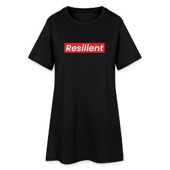 Chemise statement « Résilient » blanche sur fond rouge - Robe T-shirt Femme - noir - Devant