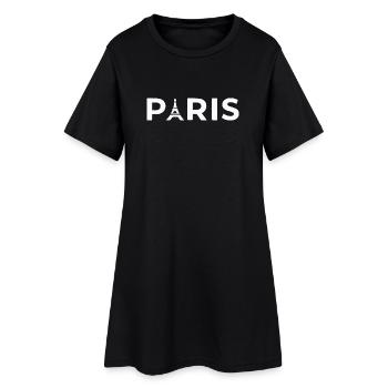 Paris Eiffel Tower - Typographie Souvenir France - Robe T-shirt Femme - noir - Devant
