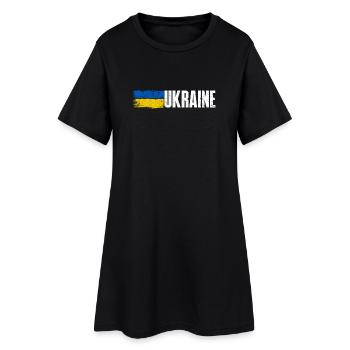 Gebürstete ukrainische Flagge fette Typografie - Frauen T-Shirt-Kleid - Schwarz - Vorne