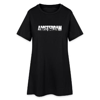 Amsterdam, Hollande, Pays-Bas, Vacances en silhouette - Robe T-shirt Femme - noir - Devant