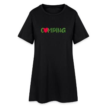 Camping Rasen Herz Caravan Van Life Wohnmobil Fan - Frauen T-Shirt-Kleid - Schwarz - Vorne