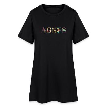 Le nom d’AGNES est fleuri - Robe T-shirt Femme - noir - Devant