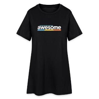 Fantastisches Typografie-Design - Frauen T-Shirt-Kleid - Schwarz - Vorne
