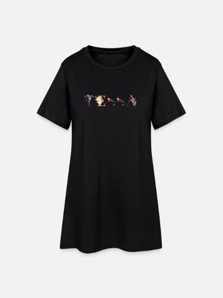Tessa - Frauen T-Shirt-Kleid - Schwarz