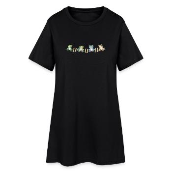 Motif grenouille : grenouilles drôles sur la corde à linge - Robe T-shirt Femme - noir - Devant