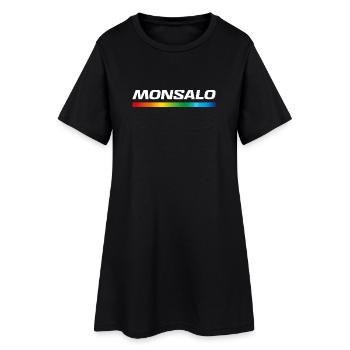 MONSALO – Détournement humoristique logo Salomon - Robe T-shirt Femme - noir - Devant