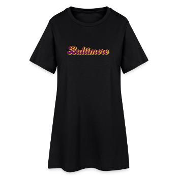 Baltimore Schriftzug USA Städte Design - Frauen T-Shirt-Kleid - Schwarz - Vorne