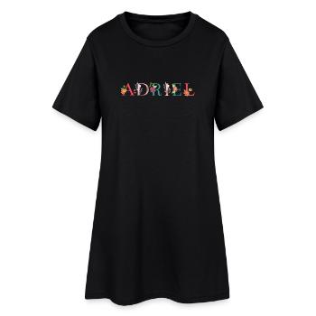 ADRIEL Name Art With Flowers Embroidered - Women’s T-Shirt Dress - black - Front