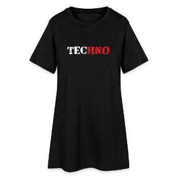 Techno ArmyLook - Frauen T-Shirt-Kleid - Schwarz - Vorne