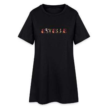 ESTELLE name decorated with flowers - Women’s T-Shirt Dress - black - Front
