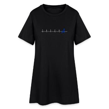 Impulsion ECG et motif de l’araignée bleue - Robe T-shirt Femme - noir - Devant