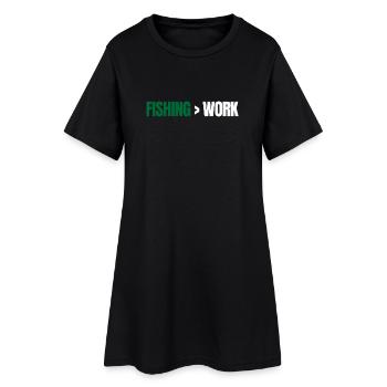 Fishing Greater Than Work – Angeln Design - Women’s T-Shirt Dress - black - Front