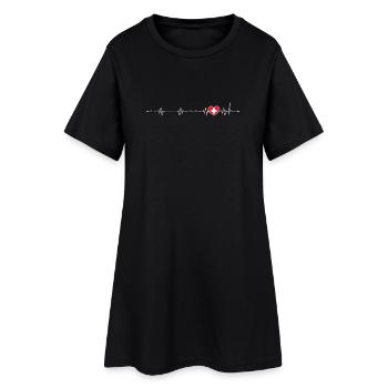 Battement de cœur Illustration croisée - Robe T-shirt Femme - noir - Devant