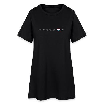 Ligne de battement de cœur à accent bleu - Robe T-shirt Femme - noir - Devant