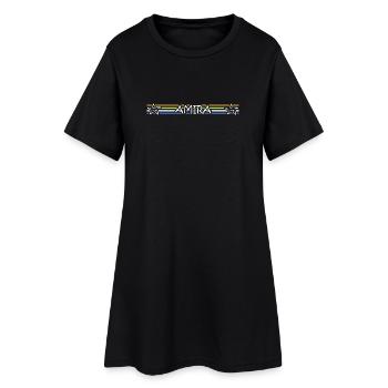Ruban étoile à rayures couleur AMIRA - Robe T-shirt Femme - noir - Devant
