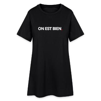 ON EST BIEN | Expression humour minimaliste - Robe T-shirt Femme - noir - Devant