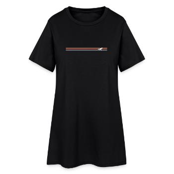 Bunter Streifenwindhund - Frauen T-Shirt-Kleid - Schwarz - Vorne