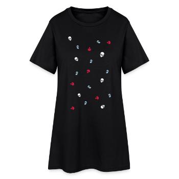 Totenkopf Muster - Skull Pattern bunt Death Metal - Frauen T-Shirt-Kleid - Schwarz - Vorne