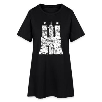 Hamburger Wappen (Vintage Weiß) Hamburg Design - Frauen T-Shirt-Kleid - Schwarz - Vorne