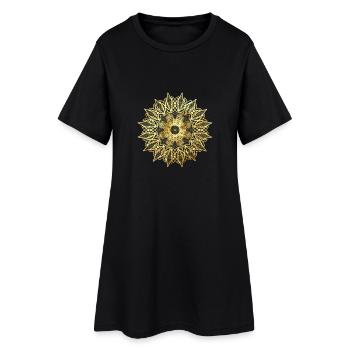 Golden geometric lace pattern - Women’s T-Shirt Dress - black - Front