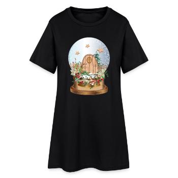 Boule à neige nostalgique avec porte elfe - Robe T-shirt Femme - noir - Devant