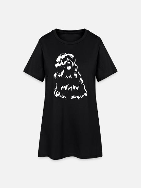 Tibet Terrier "Black Edition" - Frauen T-Shirt-Kleid - Schwarz