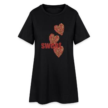 sweet hearts - Frauen T-Shirt-Kleid - Schwarz - Vorne