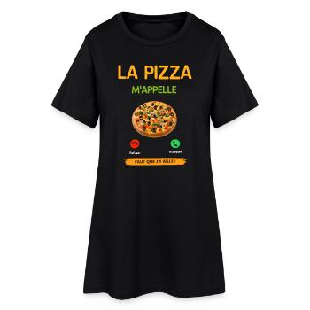 Pizza M'Appelle Design - Robe T-shirt Femme - noir - Devant